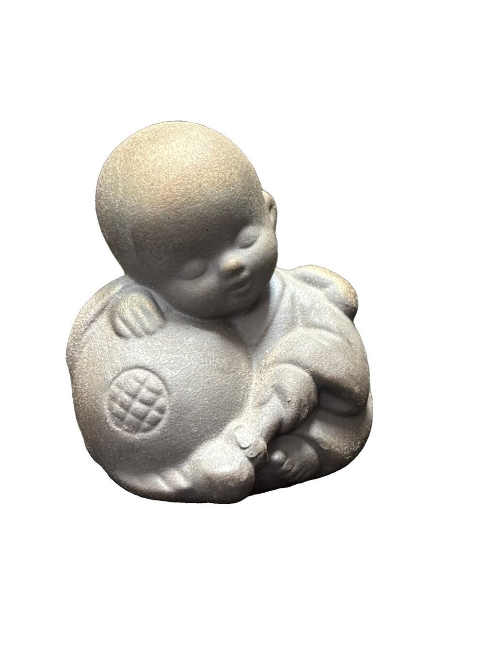 Japanese Clay Dorei Bell Ceramic Vintage Sleeping Monk Kobozu Good Luck Charm 2”